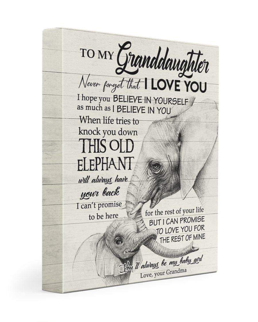 To My Granddaughter – When Life Tries To Knock You Down This Old Elephant Will Always Have Your Back – Canvas