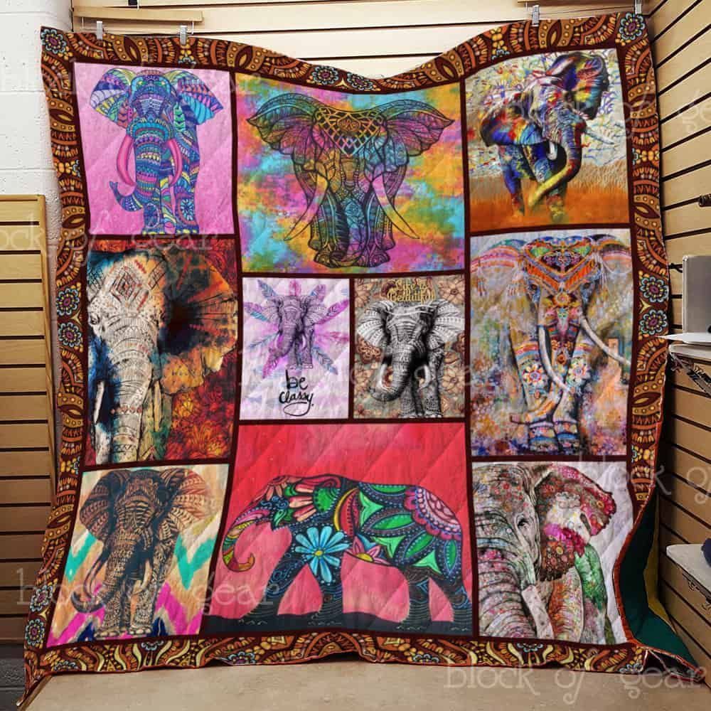 Boho Elephant  Walking  Quilt Blanket