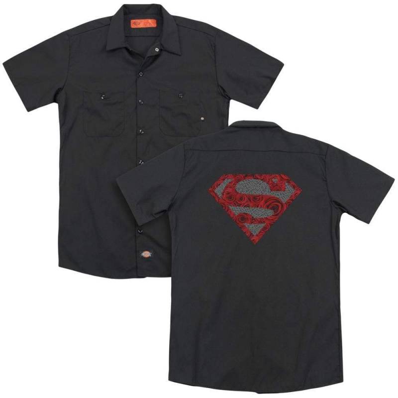 Superman Elephant Rose Shield Men’s Work Shirt