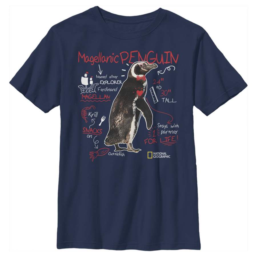 National Geographic Boy’s Magellanic Penguin Facts  T Shirt