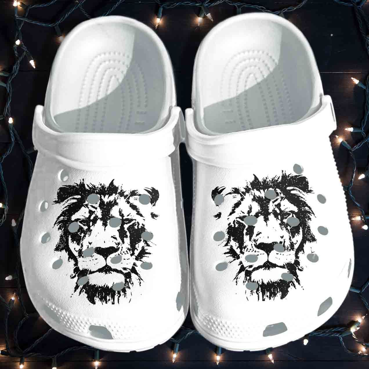 Lion Face Shoes – Cool Zoo Animals Crocss Clog Birthday Gift For Man Son Father Brother For Men Women Kids