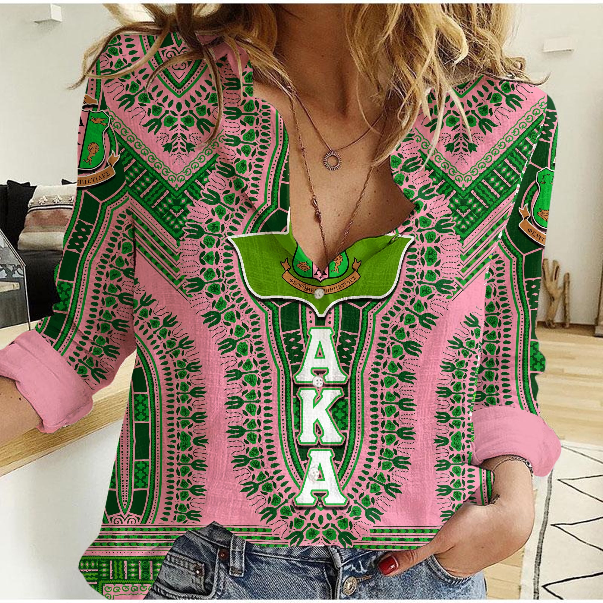 Alpha Kappa Alpha Casual Shirt Dashiki Style No.2