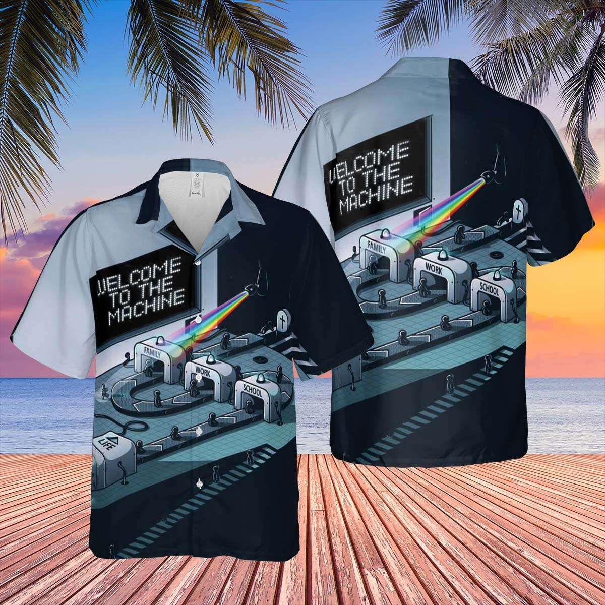 Welcome To The Machine For Man And Woman Print Short Sleeve Hawaiian Shirt G95