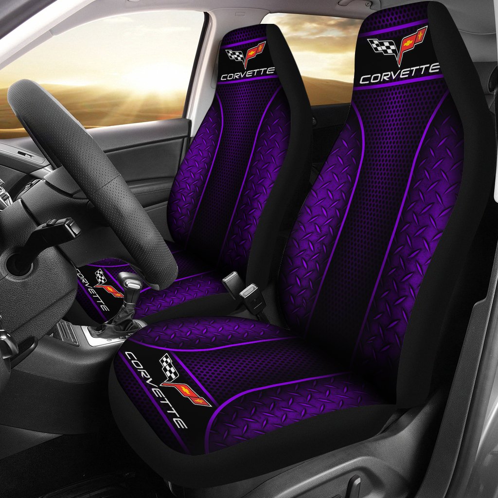 2 Front Corvette C6 Seat Covers Purple With Free Shipping