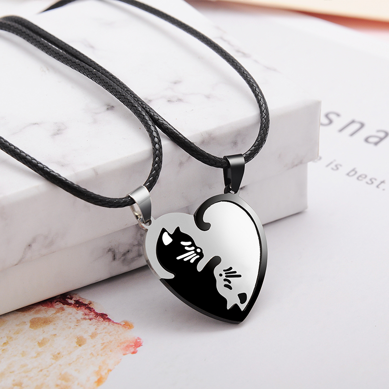 2pcs/set Yin Yang Tai Chi Cats Pendant Necklaces 8 Styles Round Heart Necklace Friendship BFF Lovers Couple Birthday Gift Friend alx