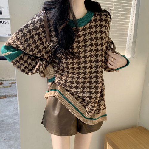 Sweater Pullovers Women Plaid Loose Simple Fashion Korean Style Schoolgirls All-match Spring New Daily Ins Knitting Sweet Retro alx