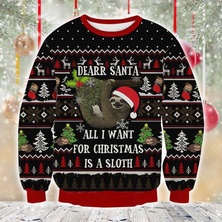 Sloth All I Want For Christmas Christmas Ugly Sweater | Unisex | Full Size | Adult | Colorful |  US1931