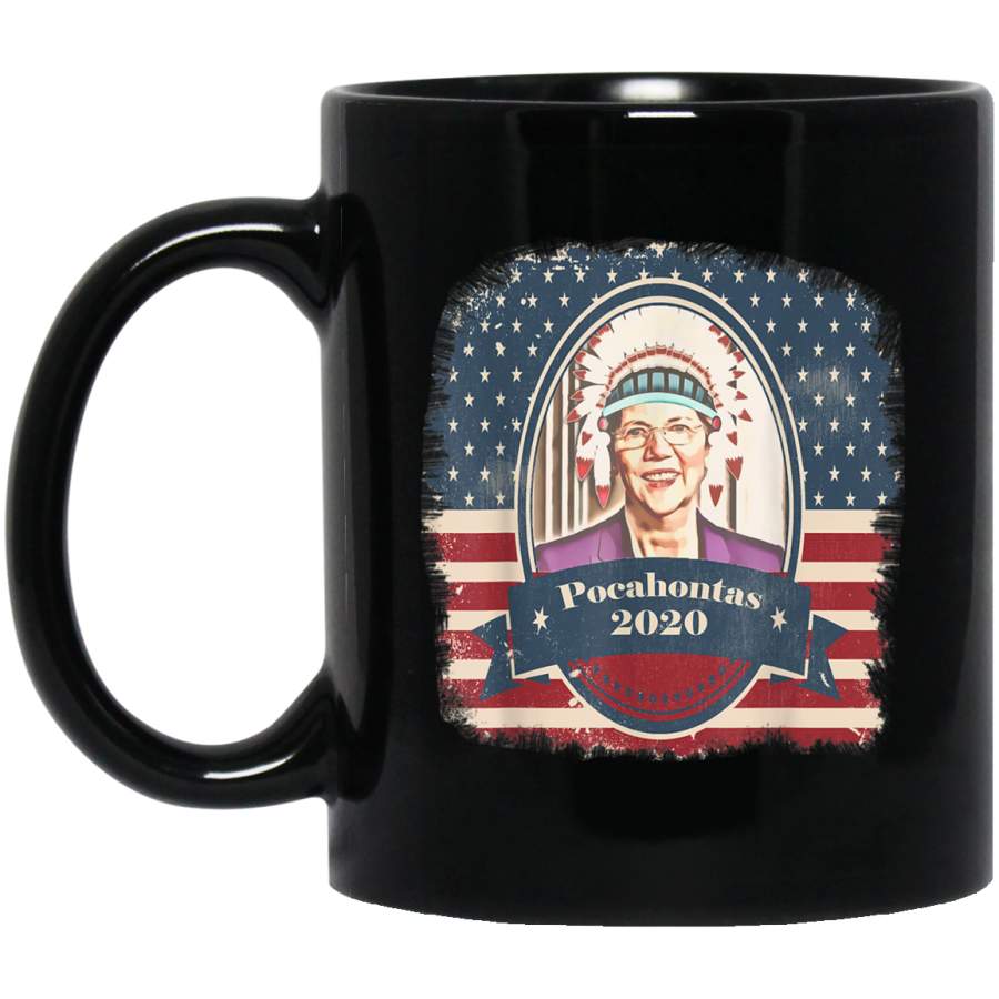 Elizabeth Warren-Pocahontas Vintage American Flag Black Mug