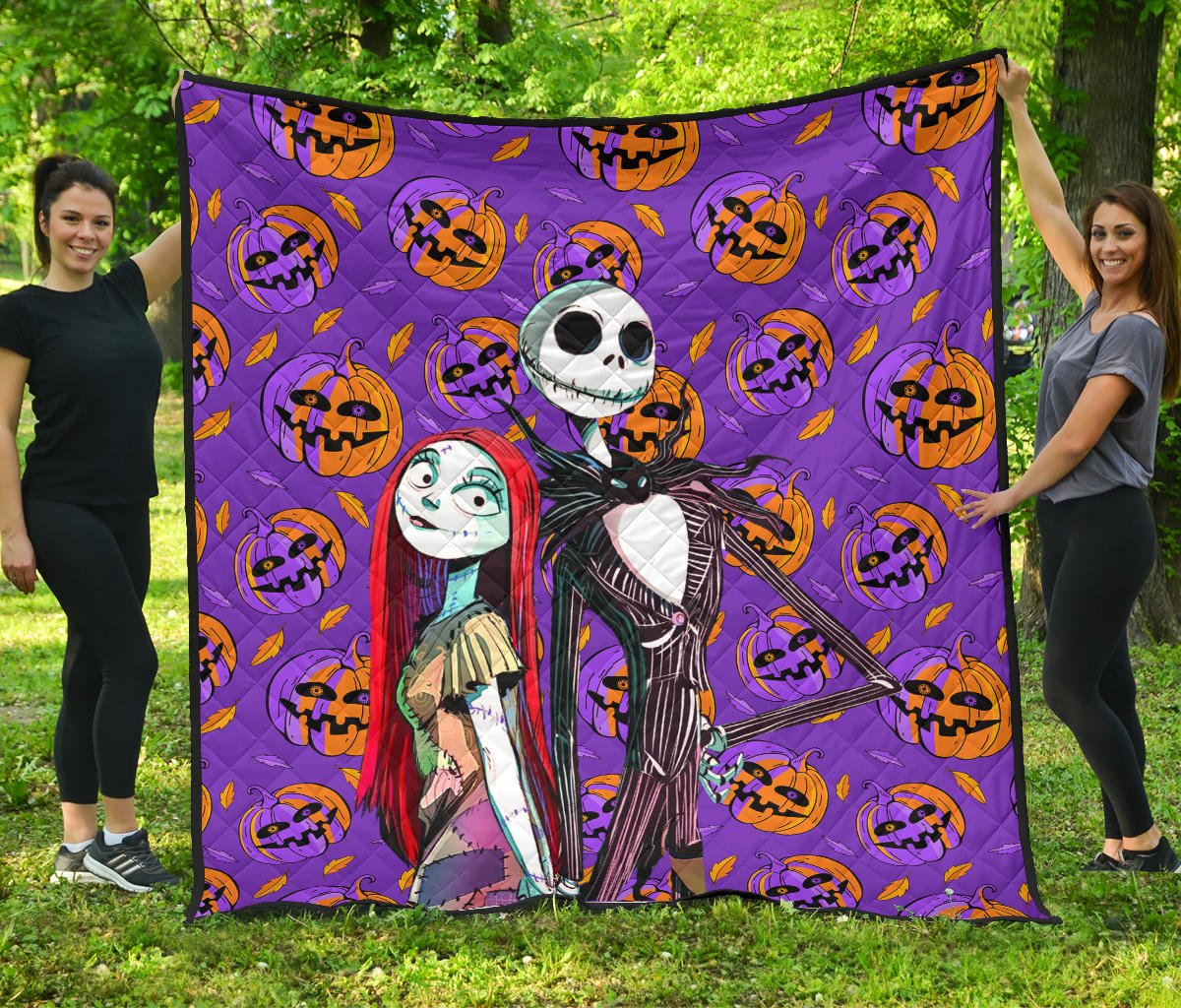 Christmas Premium Quilt | Jack And Sally Evil Pumpkin Patterns Quilt Blanket