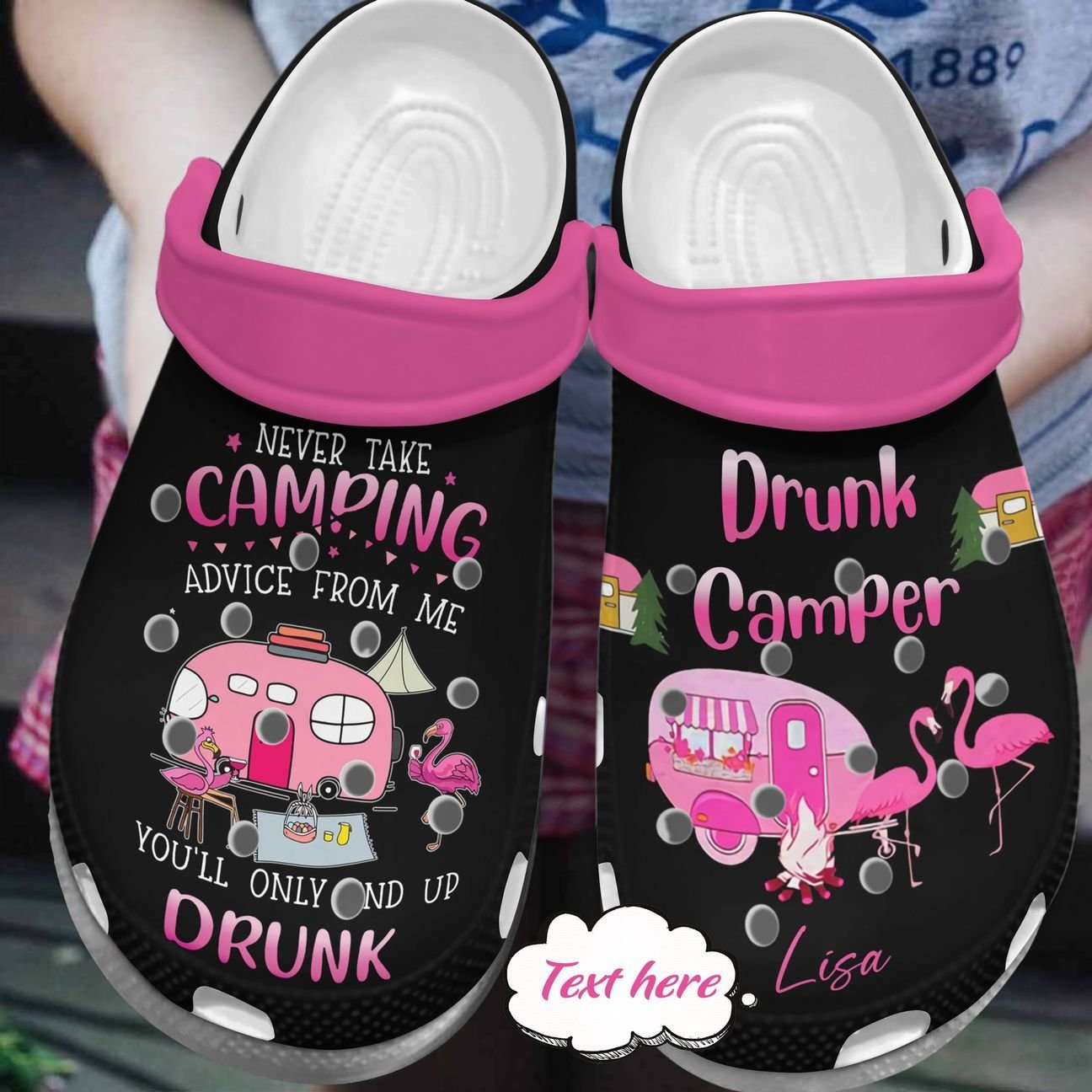 Camping Personalized Clog, Custom Name, Text, Color, Number Fashion Style For Women, Men, Kid, Print 3D Drunk Camper