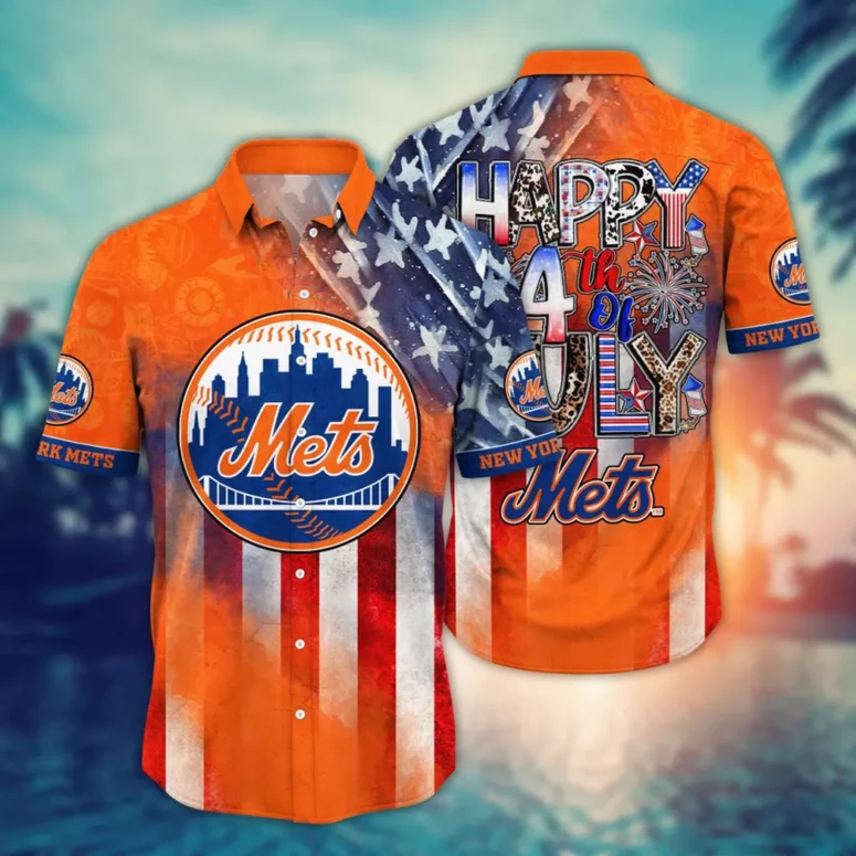 New York Mets Happy 4Th Of July Hawaiian Shirt