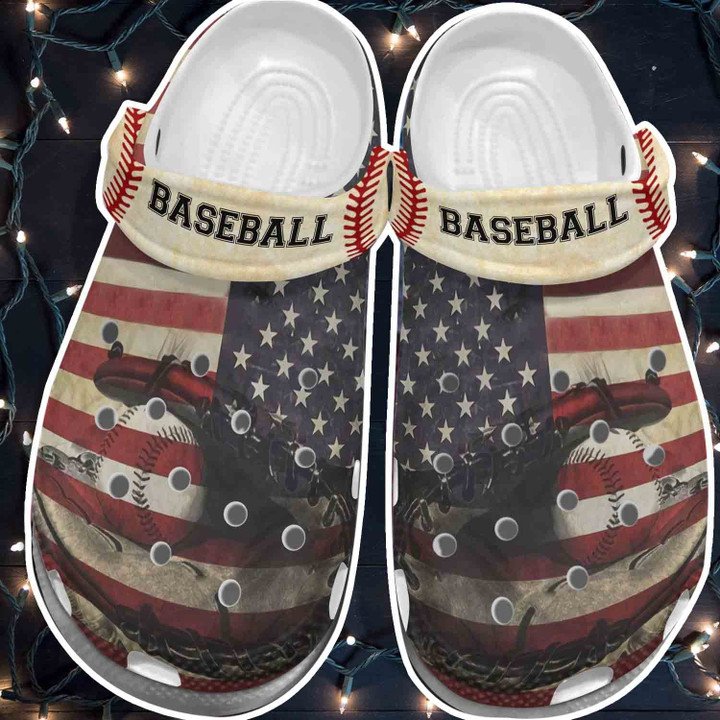 America Baseball Crocs Shoes Clogs For Batter – Baseball Outdoor Crocs Shoes 4Th Of July Gift – Gos-A009