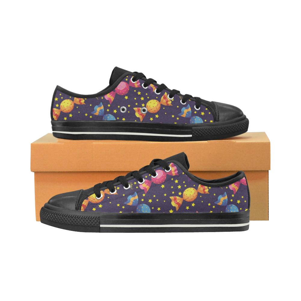 Candy Star Pattern Men’s Low Top Shoes Black