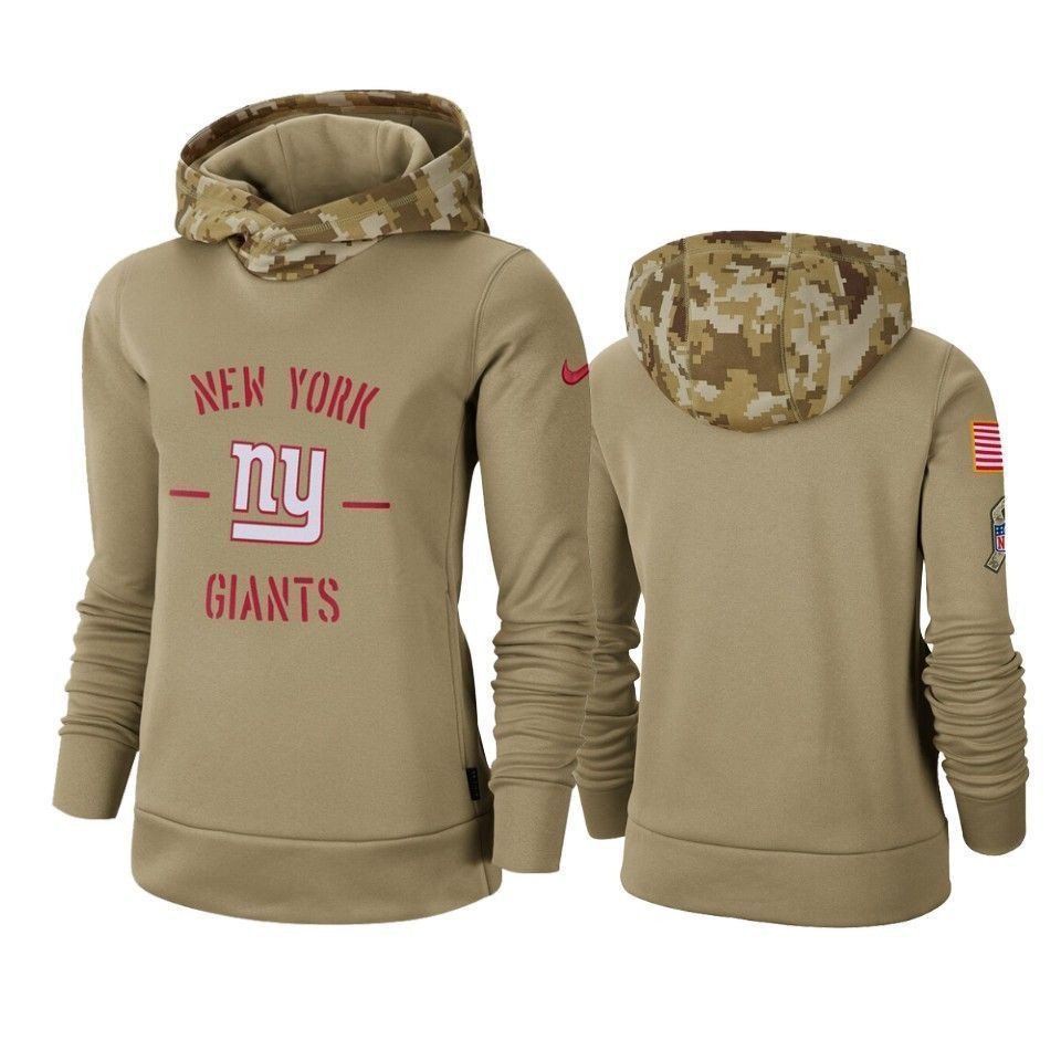 New York Giants 2019 Salute To Service Khaki Pullover Womens Hoodie