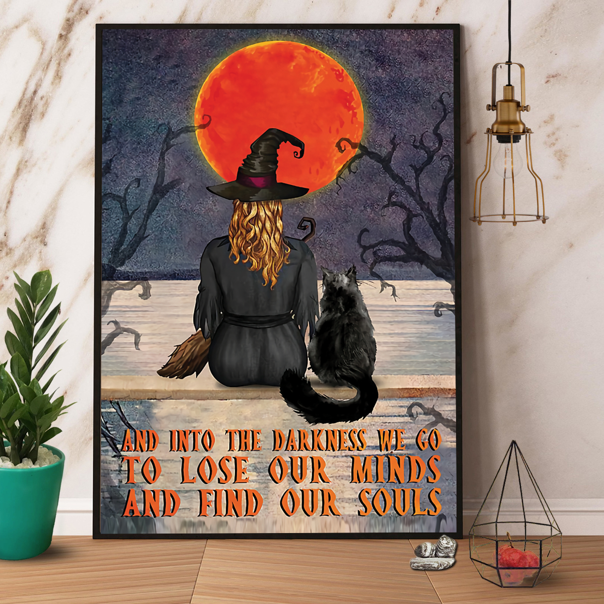 Black Cat And Witch Lose Our Minds Find Our Souls Halloween Canvas And Poster, Canvas Prints, My Poster Wall, Canvas Wall Art, Wall Decor Visual Art, Halloween Gift, Happy Halloween