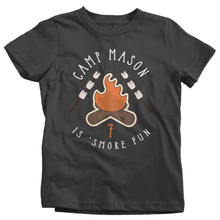 Kids Personalized Birthday Shirt Birthday Camp Shirts Smore Fun Camping T Shirt Custom Shirts