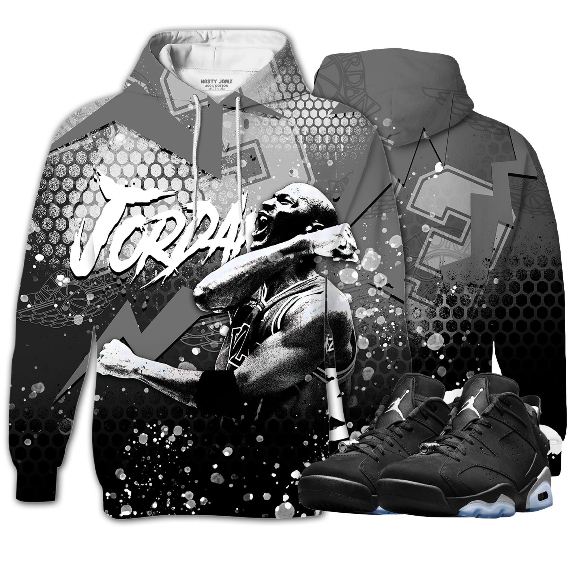 The Goat 23 3D Hexagon.Jordan 6 Black Chrome Metallic Silver Outfit Hoodie, Oversized Hoodie, Jordan Matchhoodie,Jordan Matchhoodie Shirtdays