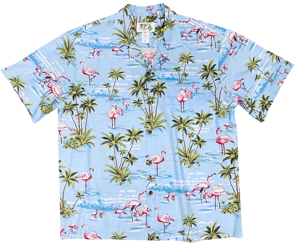 Flamingo Island Blue Hawaii Summer Shirt Ha71524