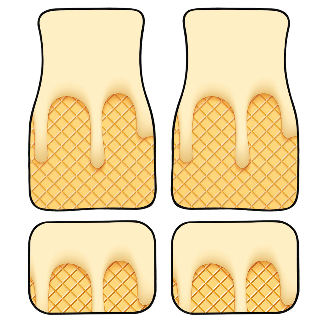 Vanilla Ice Cream Melted Print Front And Back Car Floor Mats, Front Car Mat