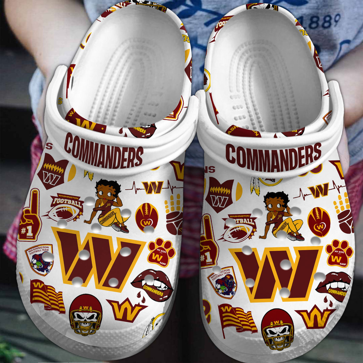 Washington Commanders NFL Sport Crocs Crocband Clogs Shoes Comfortable For Men Women and Kids 2