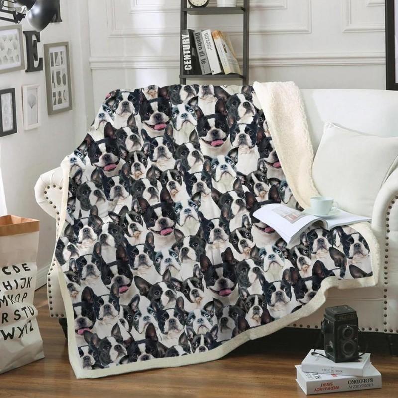 Boston Terrier Blanket A Bunch Of Dogs Blaket Dog Blanket Print