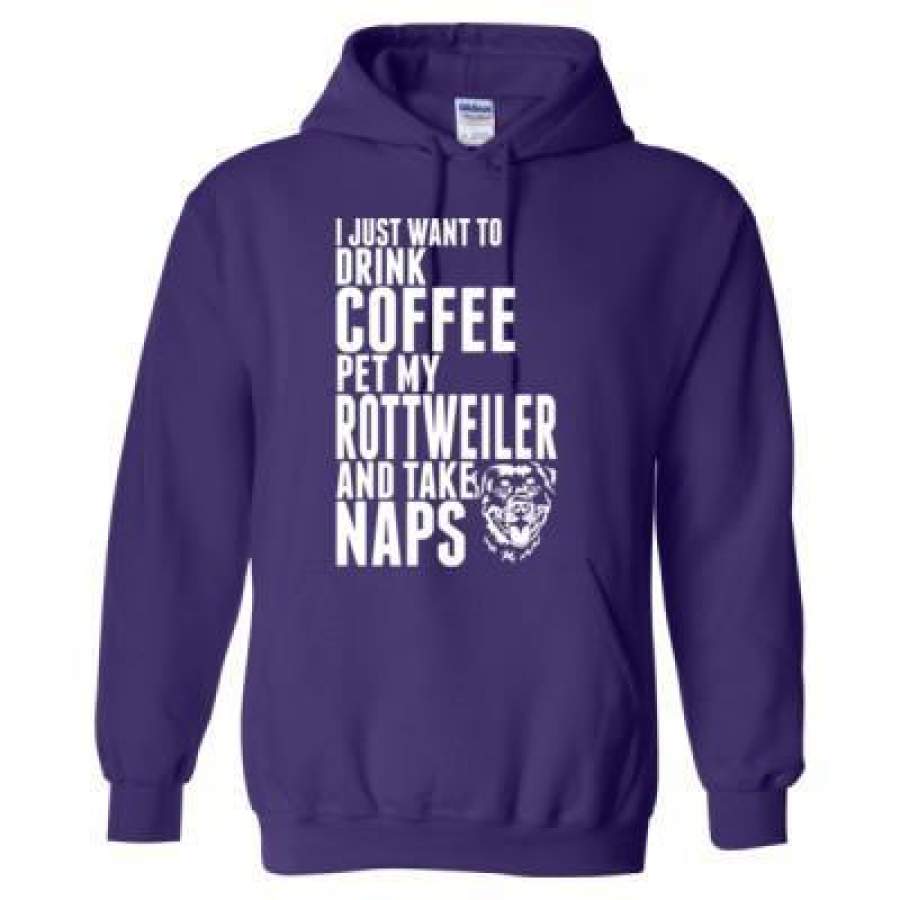 AGR Just Want To Drink Coffee Pet My Rottweiler Dog Take Naps – Heavy Blend™ Hooded Sweatshirt