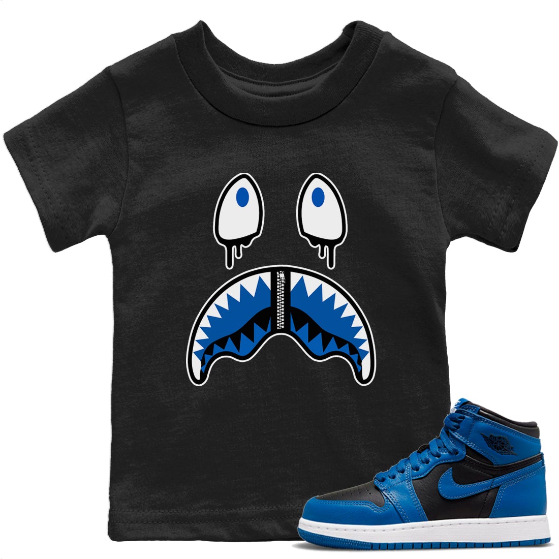 Shark Face T-Shirt – Air Jordan 1 Dark Marina Blue Baby & Youth