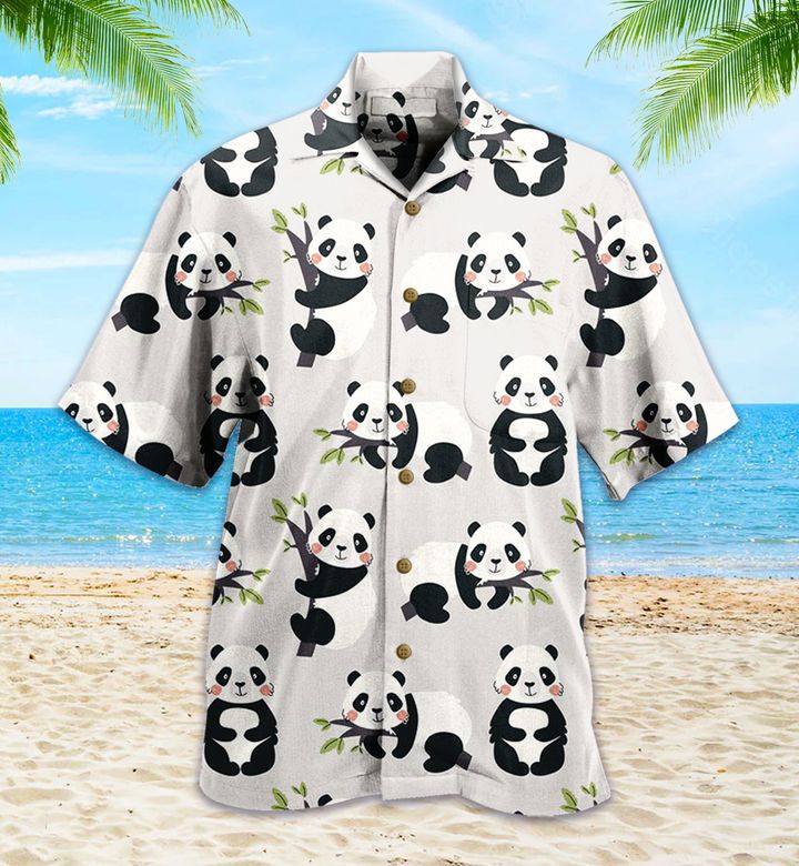 Panda Pattern Gray 3D Hawaiian Shirt