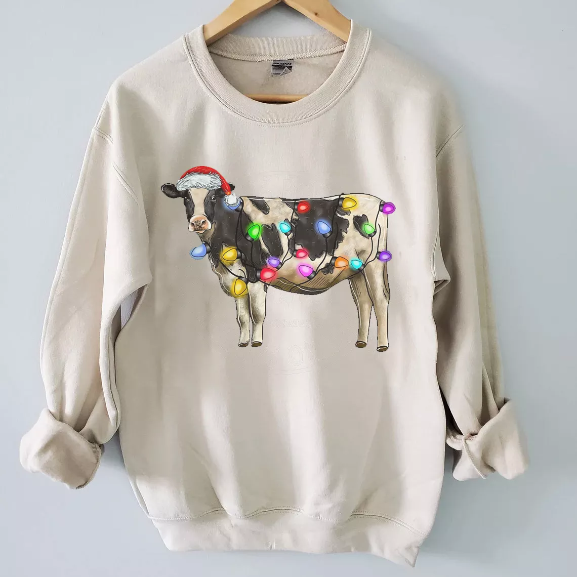 Cute Cow Christmas Sweatshirts Women/Men Casual Pullovers Vintage Street Tracksuit Quality Tops Long-sleeved Autumn Winter 2022 alx