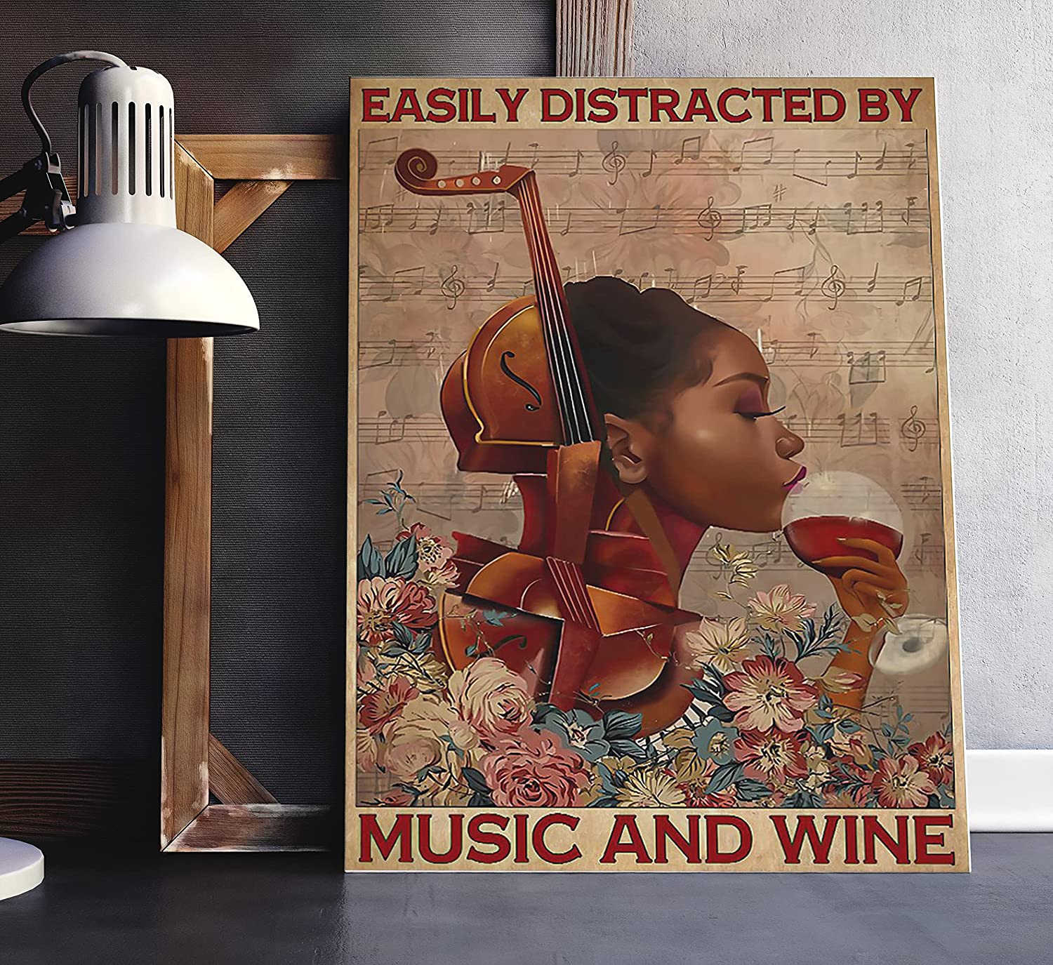 Gift For Girl Black Queen Easily Distracted By Music And Wine Wall Poster Home And Room Decoration Gifts For Friends And Relatives Souvenirs