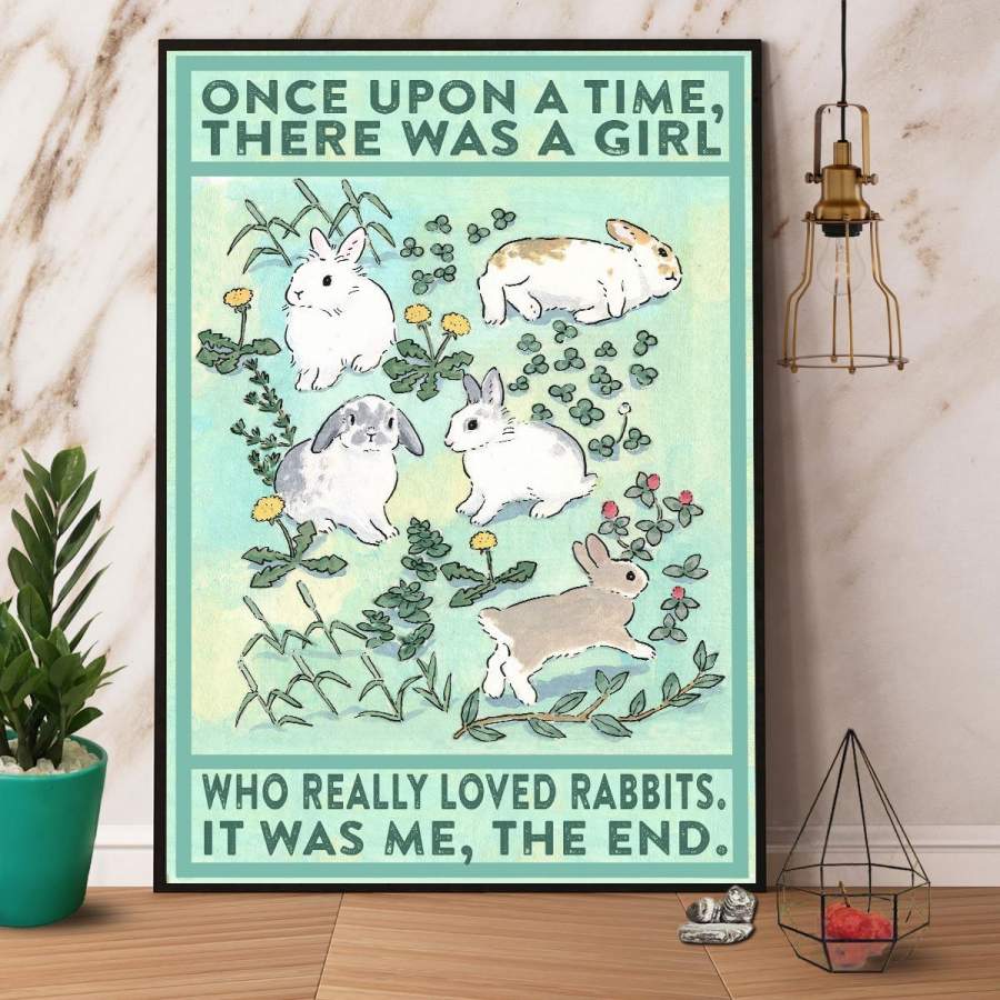 Rabbits There Was A Girl Who Really Loved Rabbits Paper Poster No Frame/ Wrapped Canvas Wall Decor Full Sizes