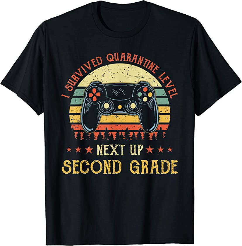 Vintage I Survived Quarantine Level Next Up 2nd Second Grade T-Shirt