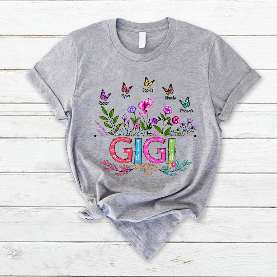 Personalized Gigi And Grandkids Butterfly T-Shirt