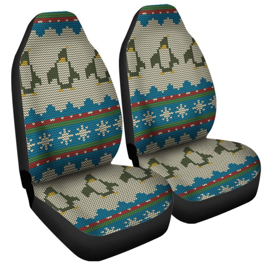 Xmas Penguin Pattern Print Universal Fit Car Seat Covers