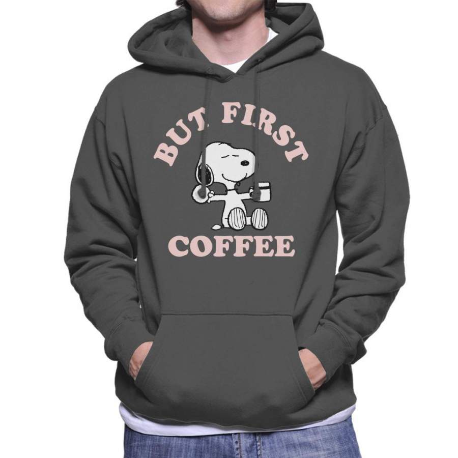 Peanuts But First Coffee Snoopy Men’s Hooded Sweatshirt