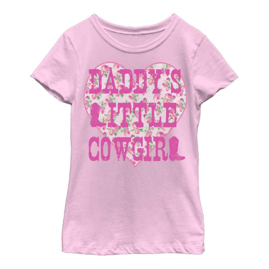 CHIN UP Girl’s Daddy’s Little Cowgirl  T Shirt Light Pink