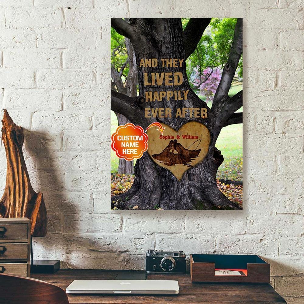 Canvas Wall Art And They Lived Happily Ever After Couple Fishing Vertical Canvas Wall Art Delightful Living Room Bedroom Bathroom Home Decoration