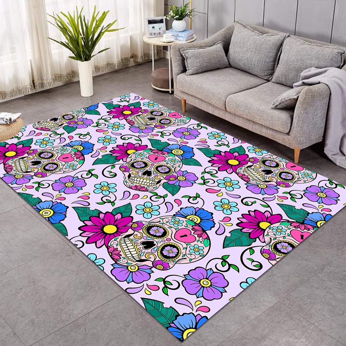 Gaudy Skulls Flowery SW0519 Rug