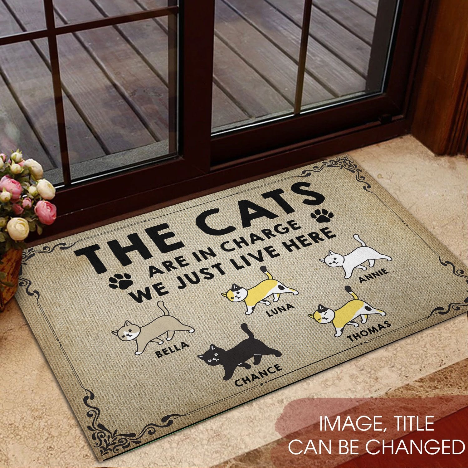 The Cats Are In Charge We Just Live Here All Over Printing Rubber Base Doormat