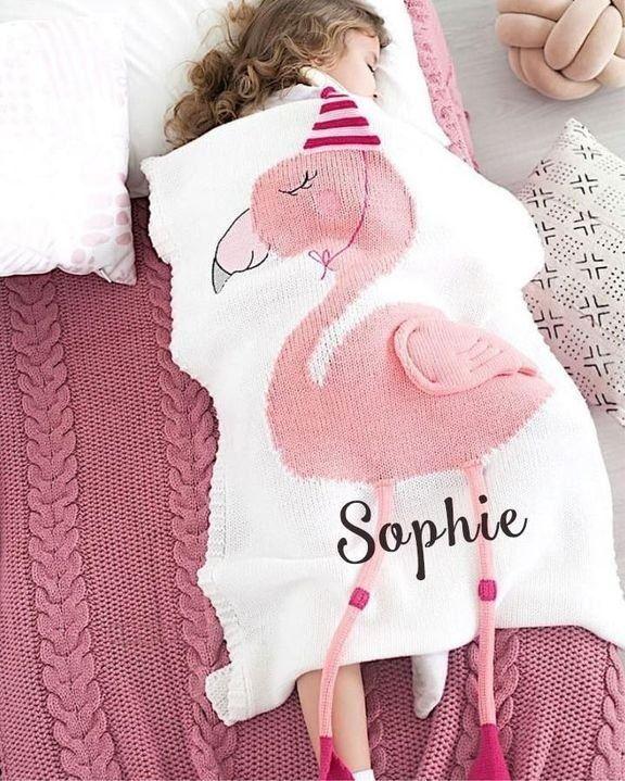 3d Flamingo Animal Children’s Custom Name Fleece Blanket