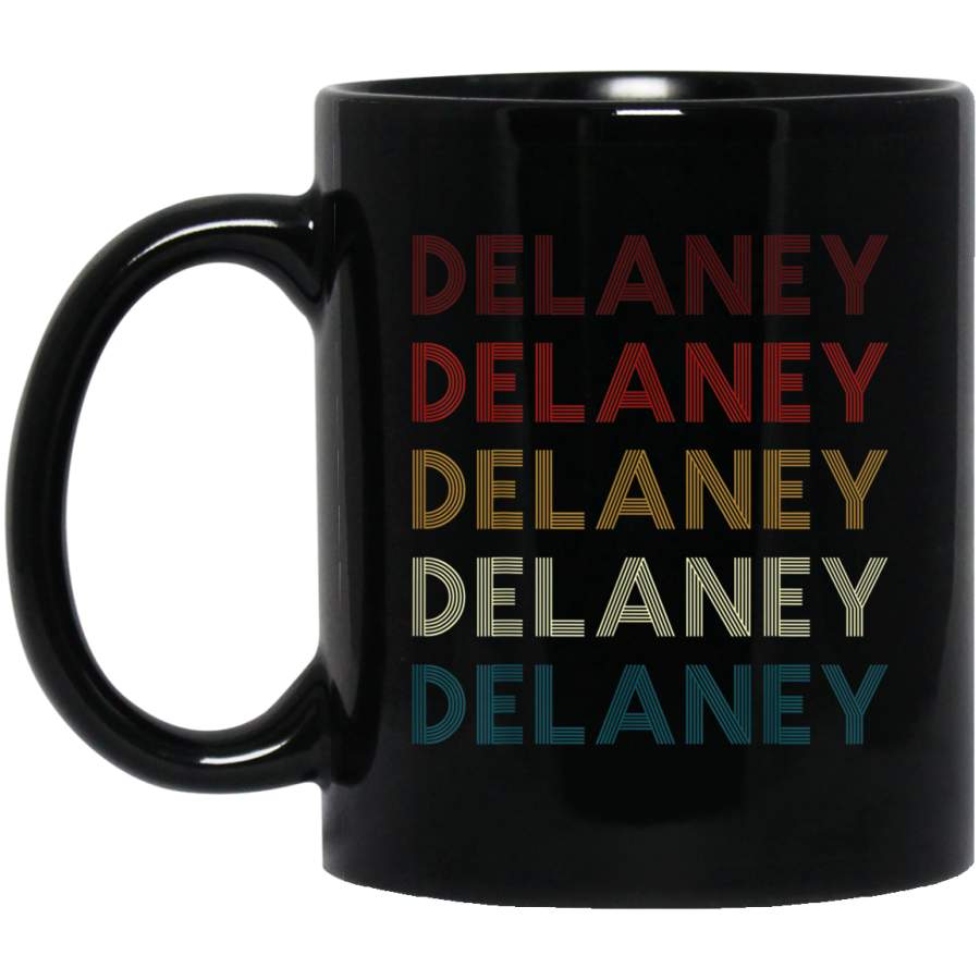 John Delaney 2020 Retro Vintage Multi Text Delaney Black Mug