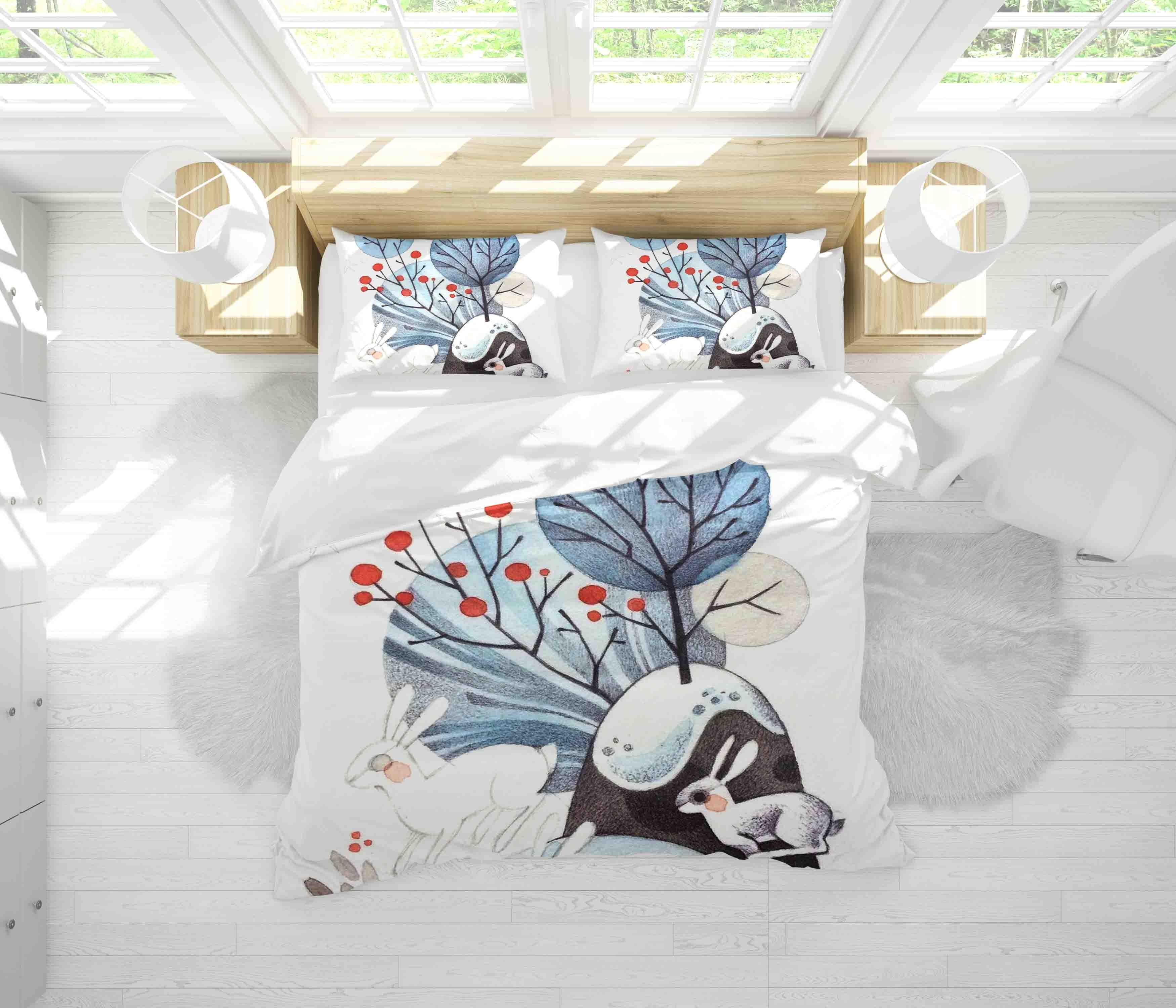 3D Cartoon Rabbit Trees Quilt Cover Set Bedding Set Duvet Cover Pillowcases Sf049