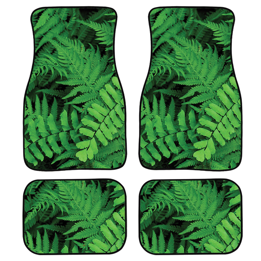 Green Fern Leaf Print Front And Back Car Floor Mats, Front Car Mat