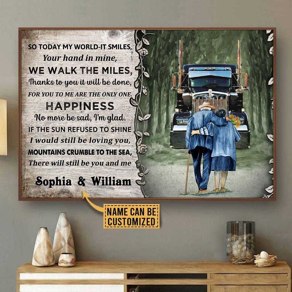 Aeticon Gifts Personalized Truck So Today My World Canvas Mom Dad Gift Home Decor