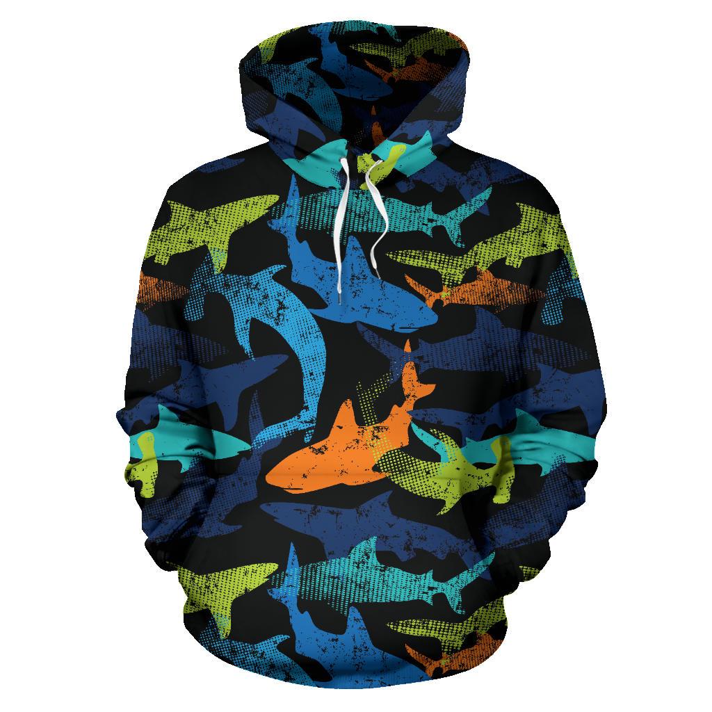 Colorful Shark Men Women Pullover Hoodie