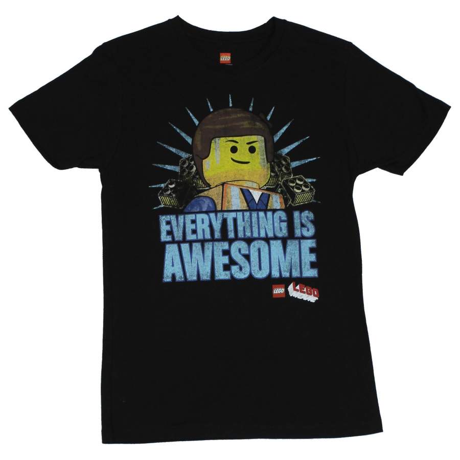 The Lego Movie Mens T-Shirt – “Everything is Awesome” Smiling Emmet Image