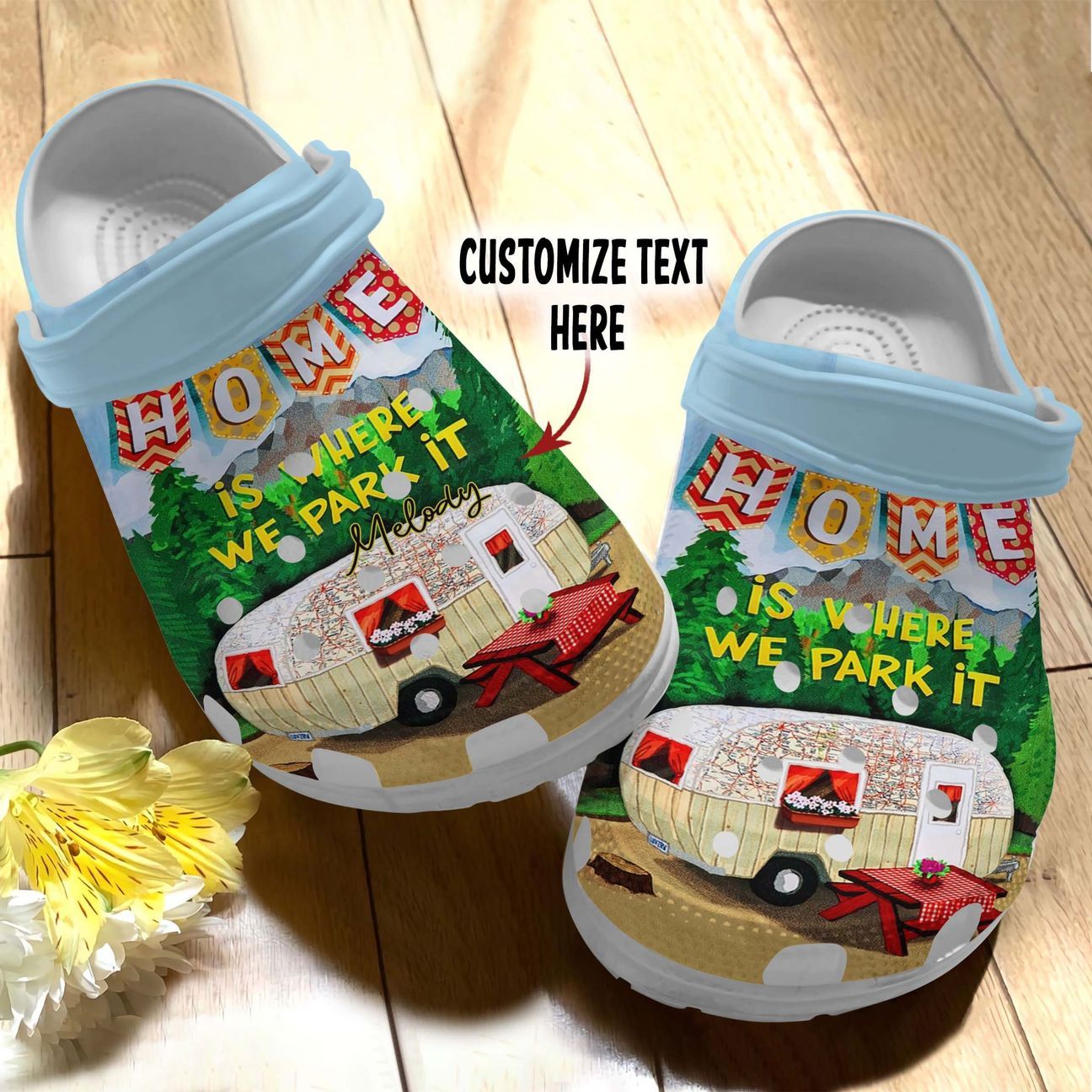 Camping Personalized Clog, Custom Name, Text Where We Park It, Fashion Style For Women, Men, Kid, Print 3D