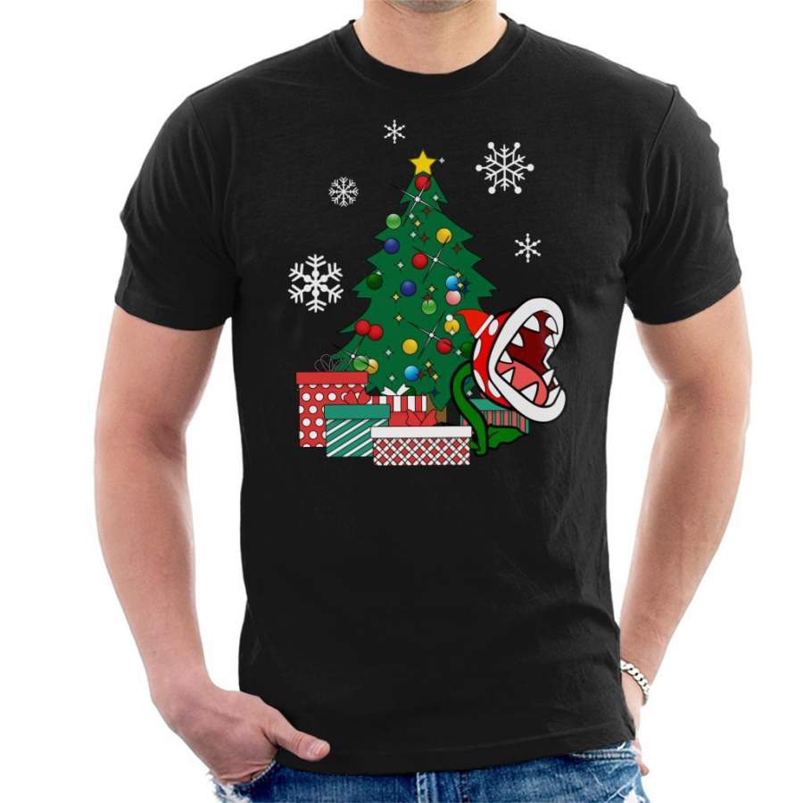 Piranha Plant Around The Christmas Tree Mario Men’s T-Shirt