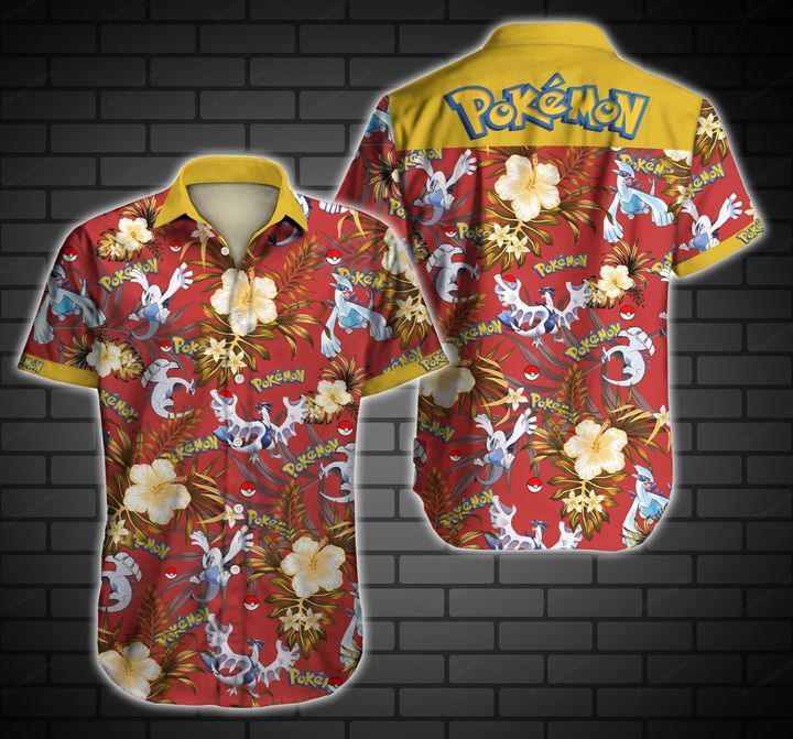 Pokemon Hawaii Shirt Water Type Legendary Tropical Red Yellow Aloha Ha59216