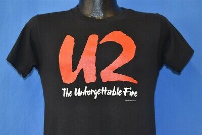 Vintage 80s U2 The Unforgettable Fire Album 1984 Rock Band Edge Bono T-shirt S 9065